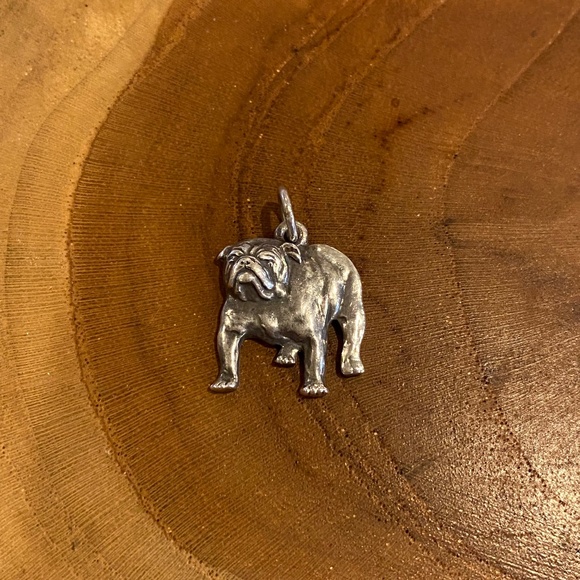 RETIRED James Avery Flat Bulldog Charm or Pendant, Sterling Silver